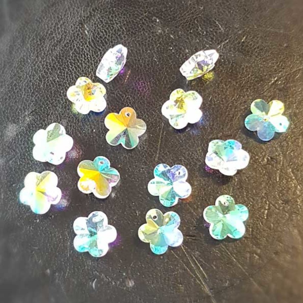 Breloque Pendentif en verre facetté fleur N°04-01