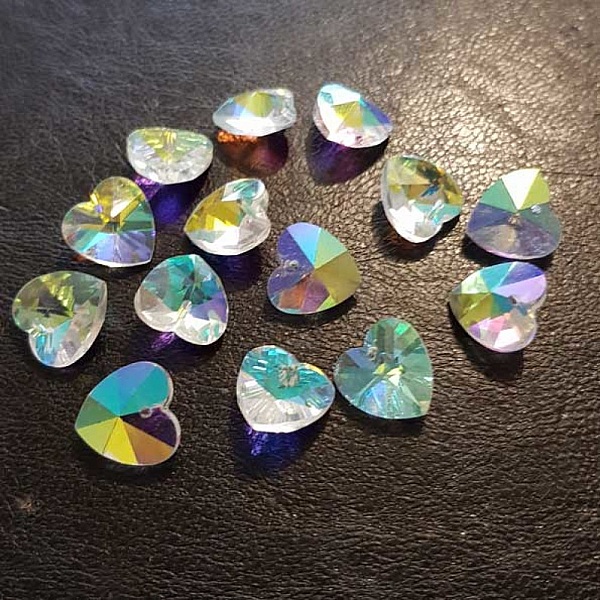 Breloque Pendentif en verre facett&eacute; Coeur N&deg;01-03