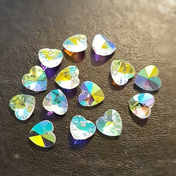 Breloque Pendentif en verre facett&eacute; Coeur N&deg;01-03