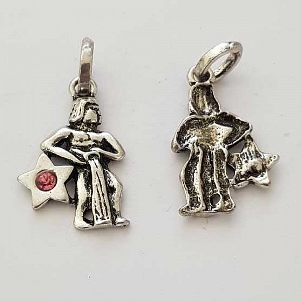 Breloque Signe Zodiaque Verseau M&eacute;tal Argent&eacute; N&deg;03 avec strass