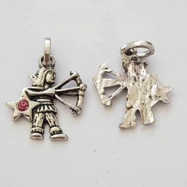 Breloque Signe Zodiaque Sagittaire M&eacute;tal Argent&eacute; N&deg;03 avec strass