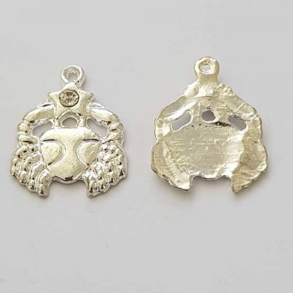 Breloque Signe Zodiaque Cancer M&eacute;tal Argent&eacute; N&deg;04 avec strass