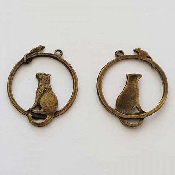 Breloque Souris N&deg;06 Bronze Chat