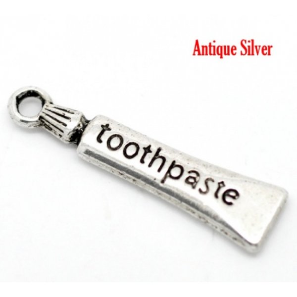 Breloque Tube Dentifrice Argent