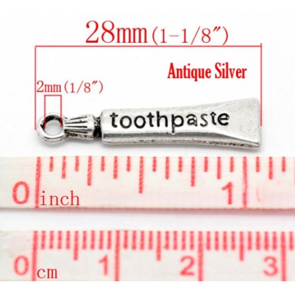 Breloque Tube Dentifrice Argent