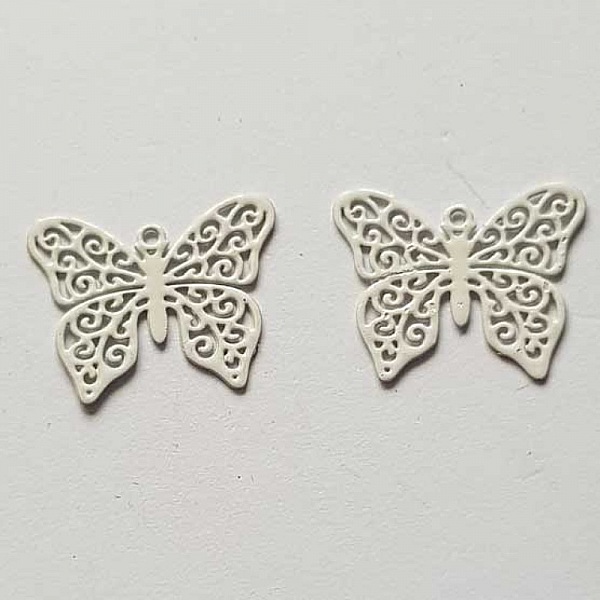 Breloque papillon N&deg;19 Blanc 13 x 16 mm
