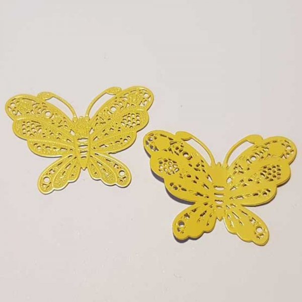Breloque papillon N&deg;22 Jaune 35 x 27 mm