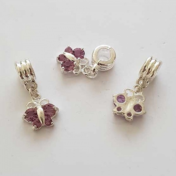 Breloque papillon N&deg;100 Rose