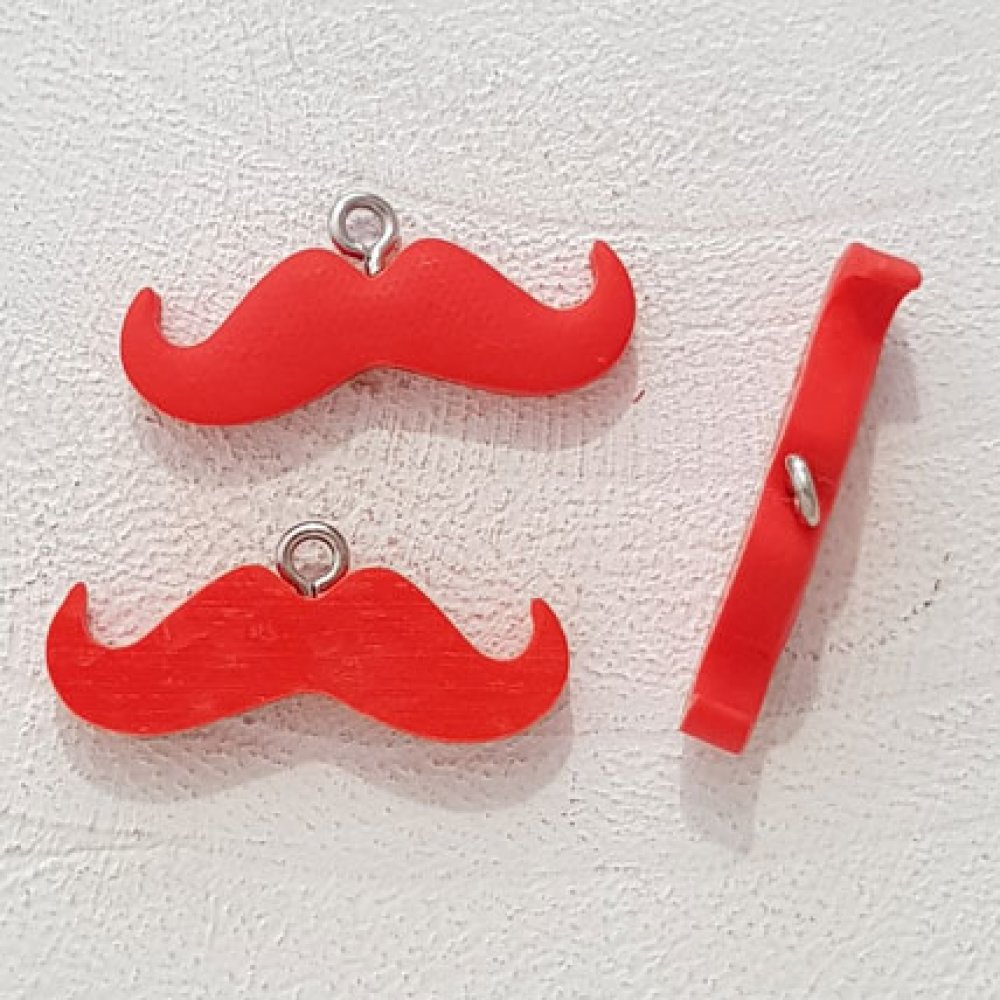 Breloque pendentif Moustache N°05 Rouge