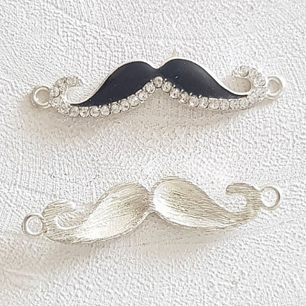 Breloque pendentif Moustache N&deg;22 Noir et strass