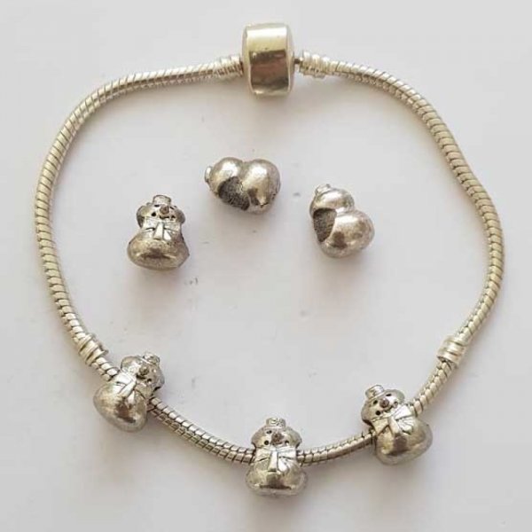 Breloque p&egrave;re no&euml;l N&deg;05 Argent Bonhomme de Neige