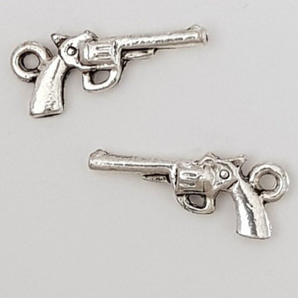 Breloque revolver pistolet N&deg;01 Argent x 20 pi&egrave;ces