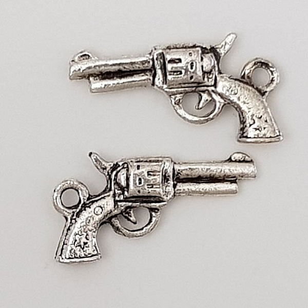 Breloque revolver pistolet N&deg;02 Argent