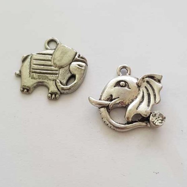 Breloque &Eacute;l&eacute;phant N&deg;12 Argent Lot de 2 pi&egrave;ces