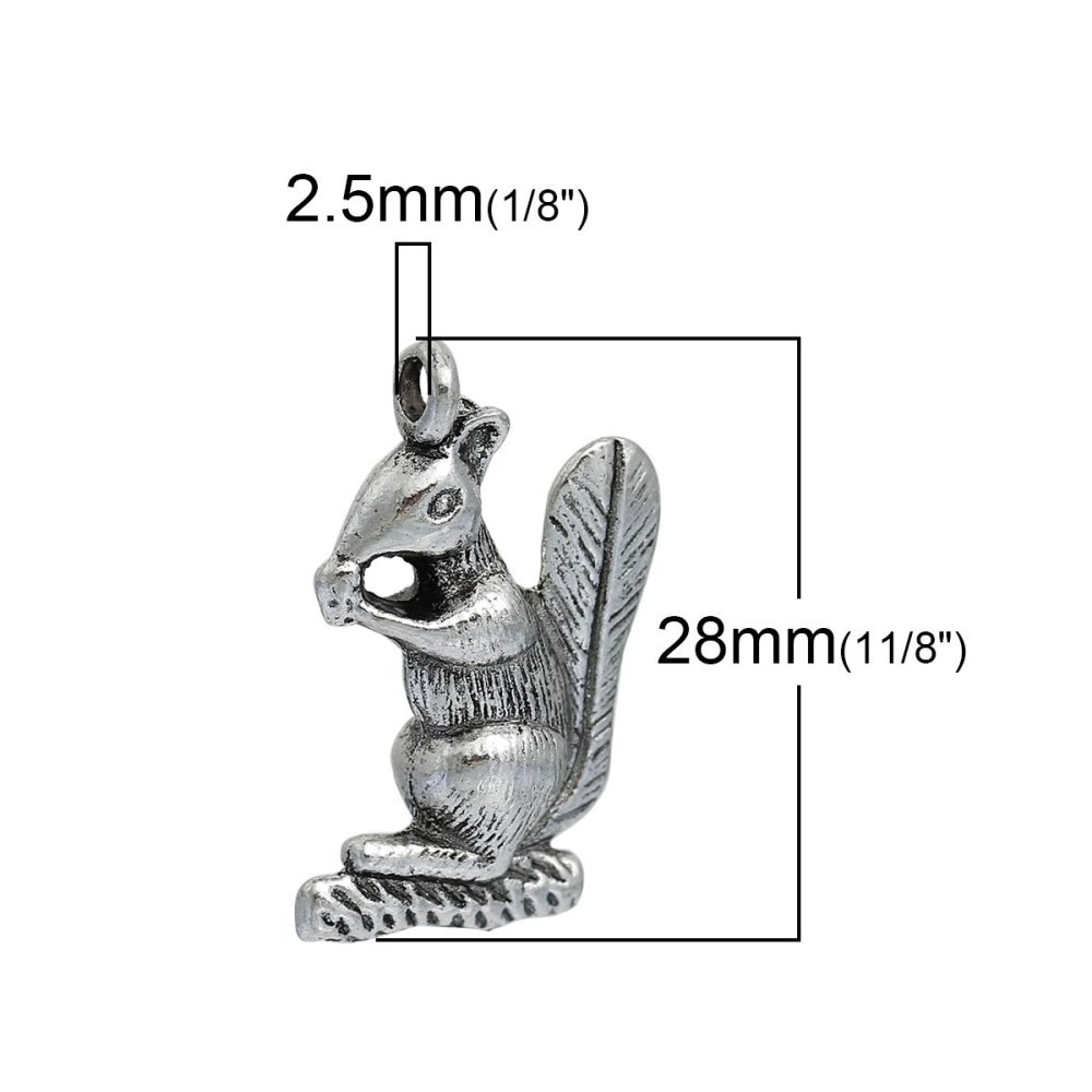 Breloque écureuil 3D Argent N°01 27 X 17 mm