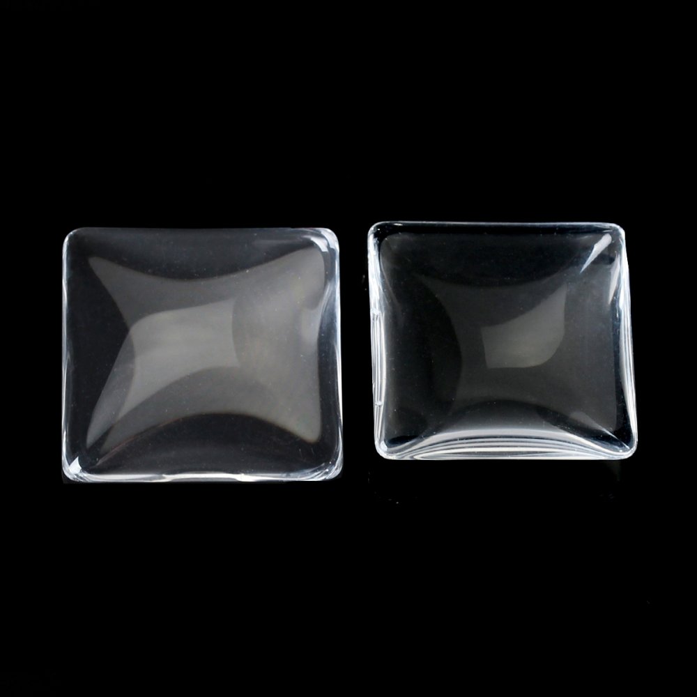 Cabochon Carré 20 x 20 mm en verre loupe transparent N°27