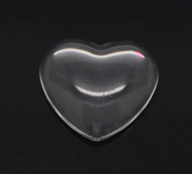 Cabochon Coeur 14 x 15 mm en verre loupe transparent N&deg;22