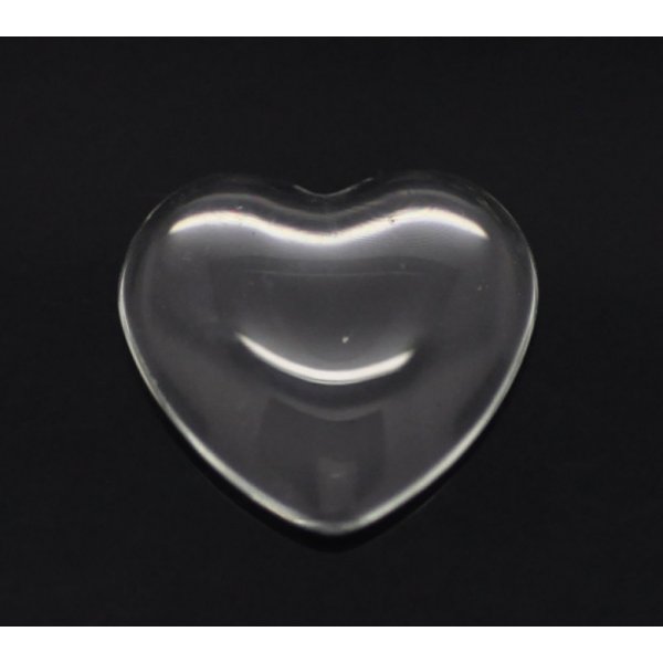 Cabochon Coeur 17 x 18 mm en verre loupe transparent N&deg;23