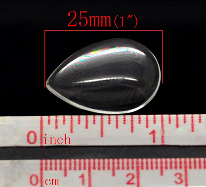 Cabochon Goutte 18 x 25 mm en verre loupe transparent N&deg;25