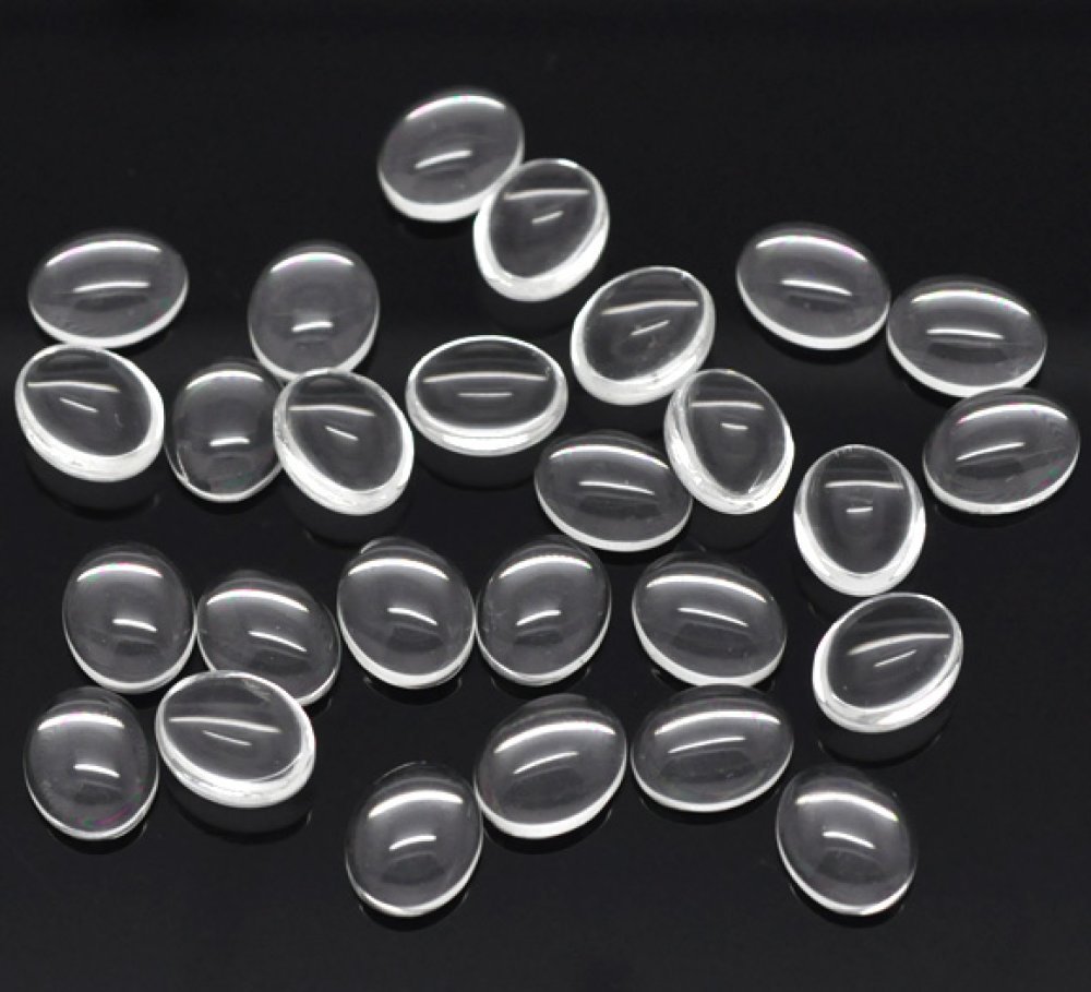 Cabochon Ovale 08 x 10 mm en verre loupe transparent N°15 par 2 pièces