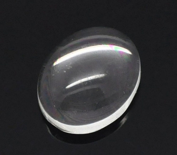 Cabochon Ovale 08 x 10 mm en verre loupe transparent N&deg;15 par 2 pi&egrave;ces