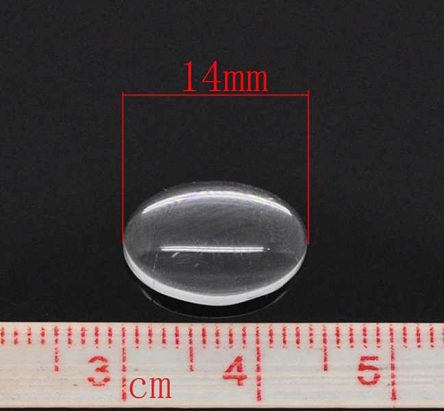 Cabochon Ovale 10 x 14 mm x 2 pi&egrave;ces en verre loupe transparent N&deg;16