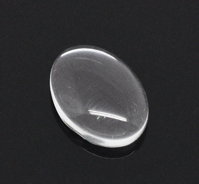 Cabochon Ovale 10 x 14 mm x 2 pi&egrave;ces en verre loupe transparent N&deg;16