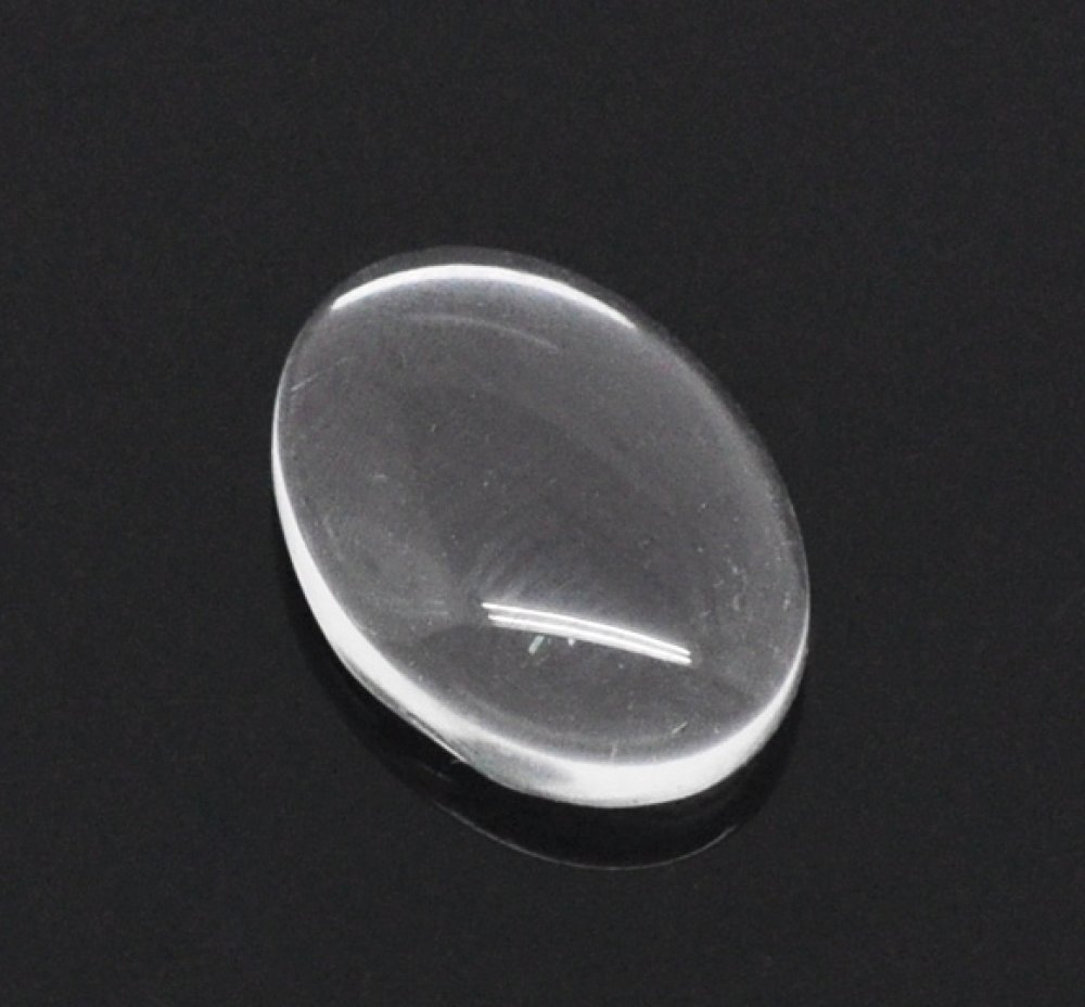 Cabochon Ovale 10 x 14 mm x 2 pièces en verre loupe transparent N°16