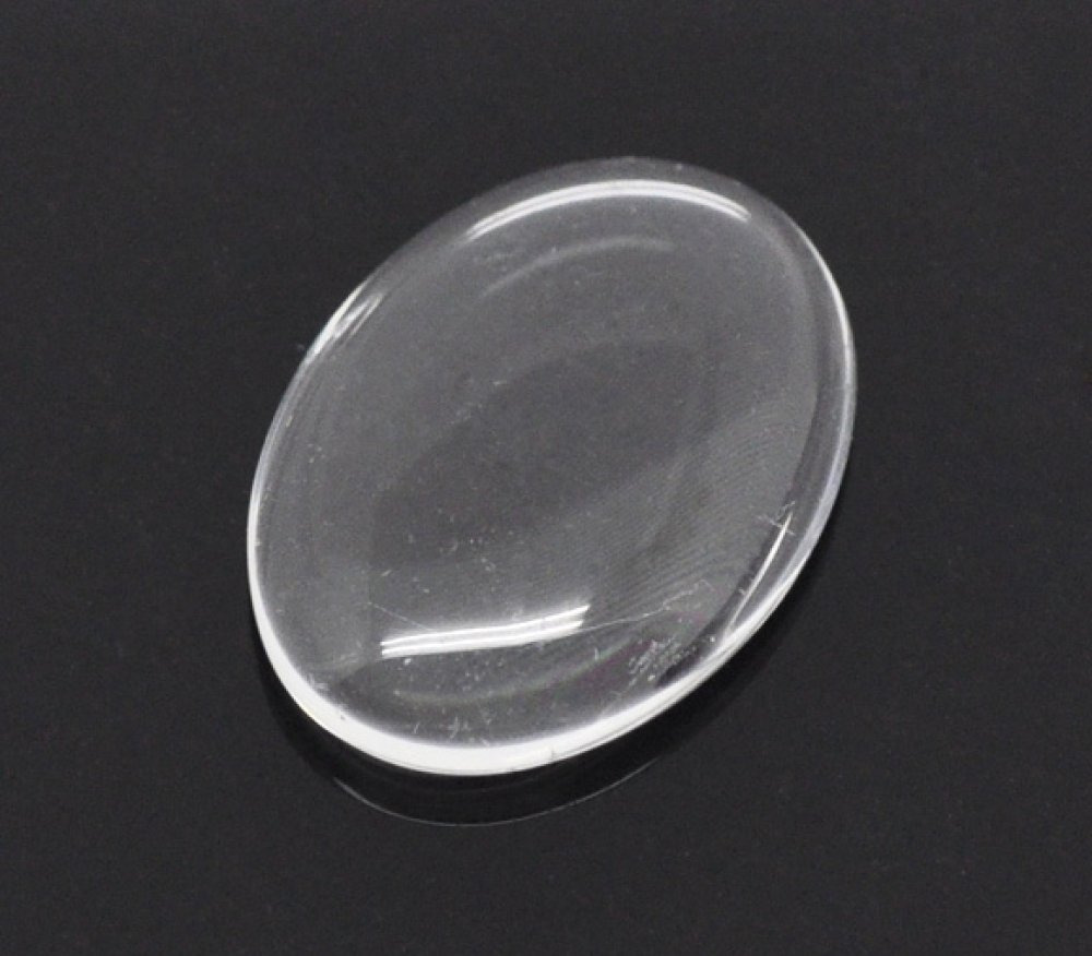 Cabochon Ovale 13 x 18 mm x 2 pièces en verre loupe transparent N°17
