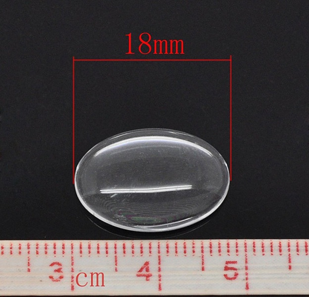 Cabochon Ovale 13 x 18 mm x 2 pi&egrave;ces en verre loupe transparent N&deg;17