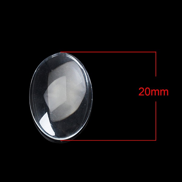 Cabochon Ovale 15 x 20 mm en verre loupe transparent N&deg;18 par 2 pi&egrave;ce
