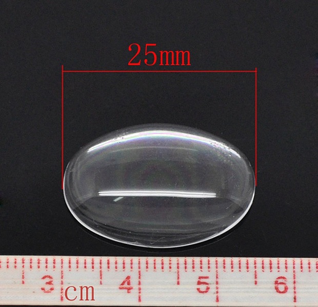 Cabochon Ovale 18 x 25 mm en verre loupe transparent N&deg;19