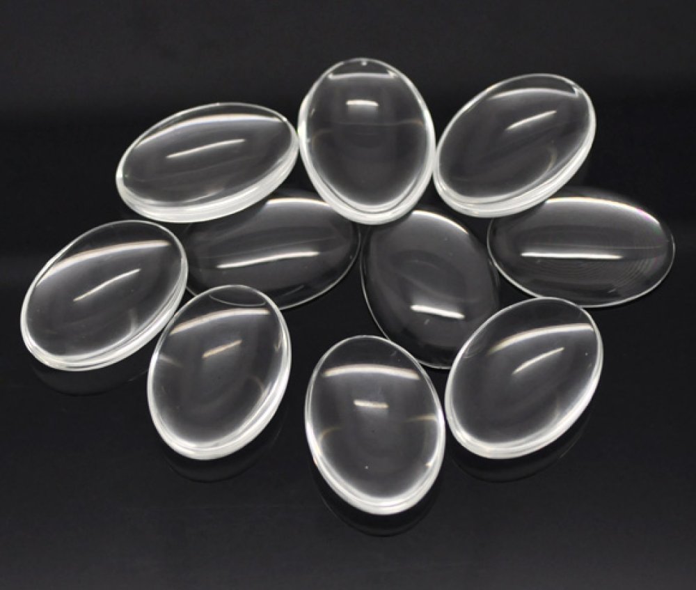 Cabochon Ovale 25 x 35 mm en verre loupe transparent N°20