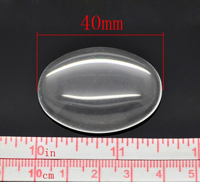 Cabochon Ovale 30 x 40 mm en verre loupe transparent N&deg;21
