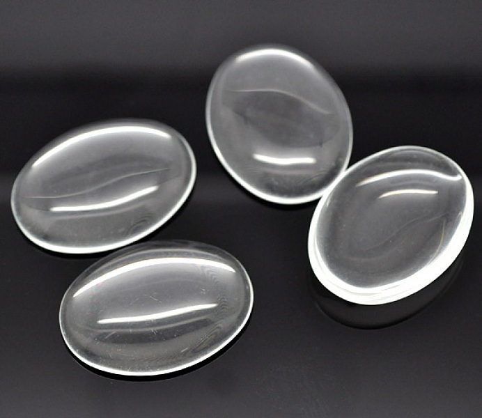 Cabochon Ovale 30 x 40 mm en verre loupe transparent N&deg;21