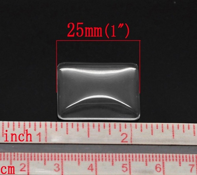 Cabochon Rectangle 18 x 25 mm en verre loupe transparent N&deg;29