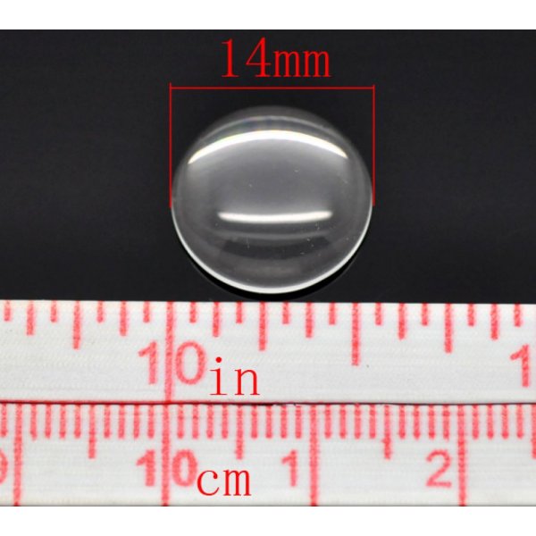 Cabochon Rond 14 mm en verre loupe transparent N&deg;04