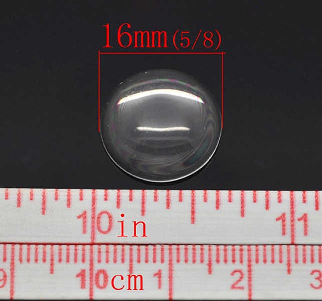 Cabochon Rond 16 mm en verre loupe transparent N&deg;06