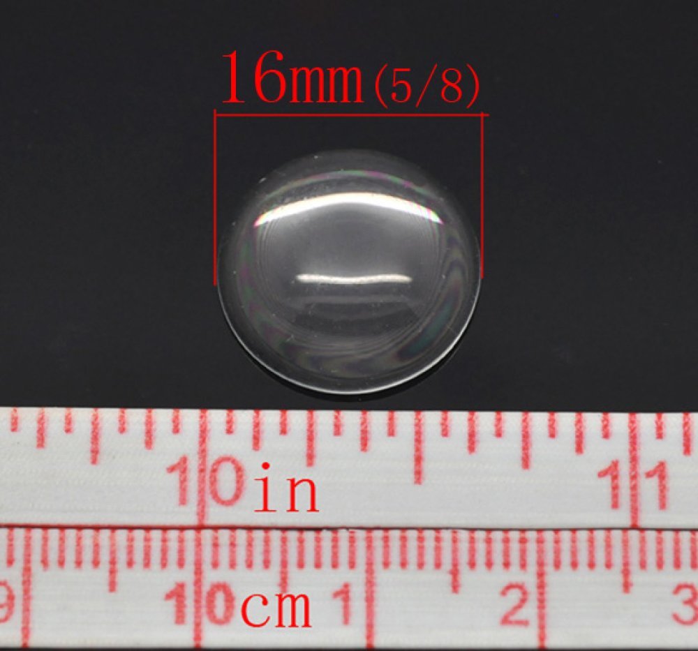 Cabochon Rond 16 mm en verre loupe transparent N°06