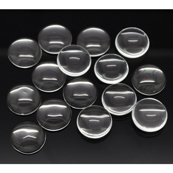 Cabochon Rond 18 mm en verre loupe transparent N&deg;07