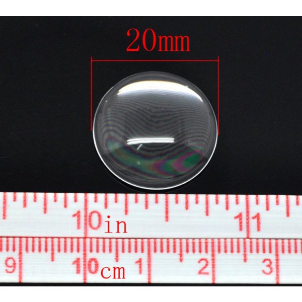 Cabochon Rond 20 mm en verre loupe transparent N&deg;08