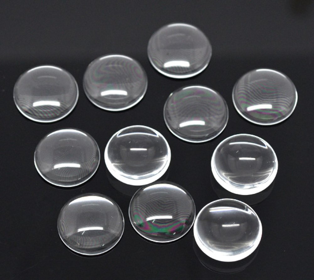 Cabochon Rond 20 mm en verre loupe transparent N°08