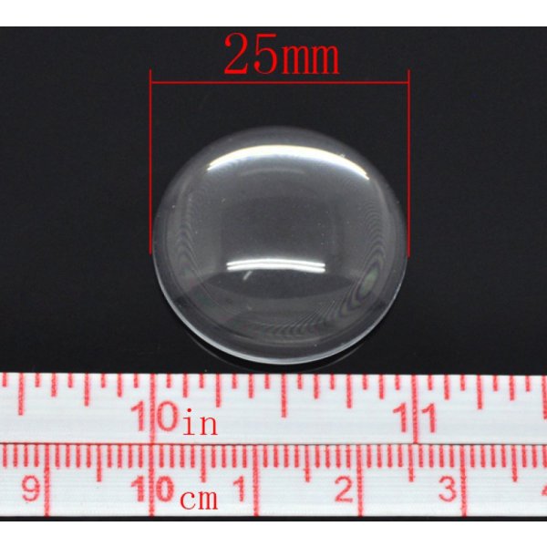 Cabochon Rond 25 mm en verre loupe transparent N&deg;11 standard