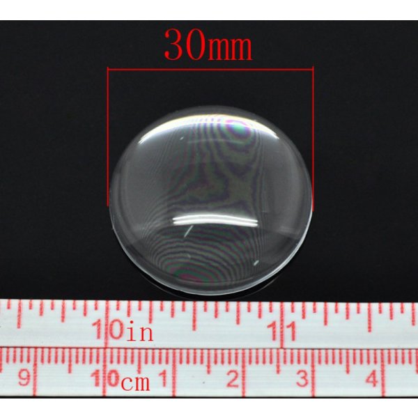 Cabochon Rond 30 mm en verre Loupe transparent N&deg;13