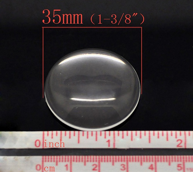Cabochon Rond 35 mm en verre Loupe transparent N&deg;14