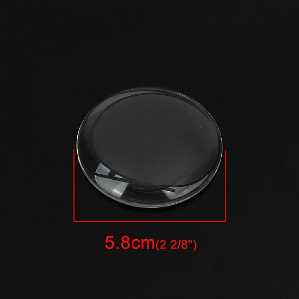 Cabochon Rond 58 mm en verre transparent