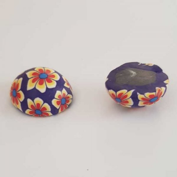 Cabochon p&acirc;te polym&egrave;re 20 mm Fleur Violet N&deg;04