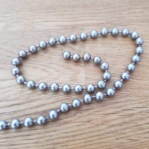 Chaine Bille Boule 6 mm Argent Vieilli Au m&egrave;tre