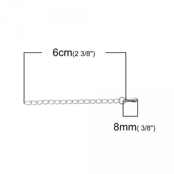 Cha&icirc;ne d'Extension Pour Collier Bracelet en Acier Inoxydable 6 cm N&deg;01