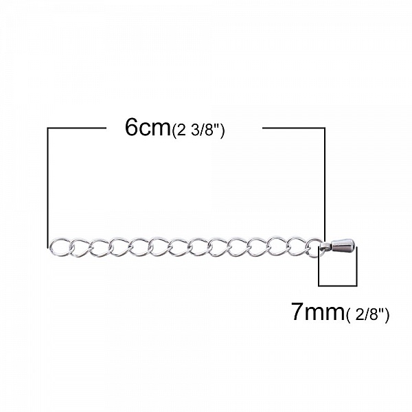 Cha&icirc;ne d'Extension Pour Collier Bracelet en Acier Inoxydable 6 cm N&deg;02